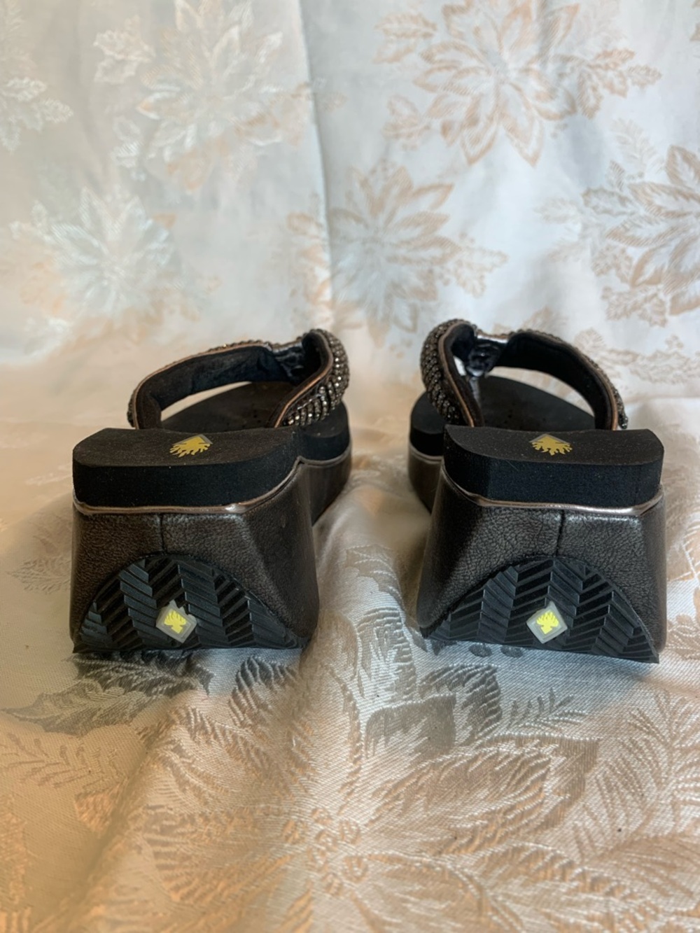 Volatile Black Platform Flip Flops with Silver Rhinestone Straps - Picture 3 of 6